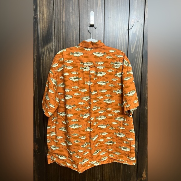 COLUMBIA SPORTSWEAR ORANGE FISH PRINT ALL OVER DEEP SEA FISHING SHIRT MENS XL - Picture 8 of 10